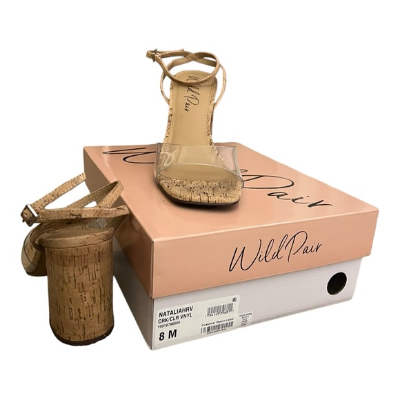 Wild Pair Cork Clear Ankle Strap Heel Size 8 Nataliah Two-Piece Dress Sandal - Picture 7 of 9